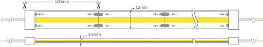 VK Lighting Waterproof LED Strip 24V Natural White Light 5m Type COB