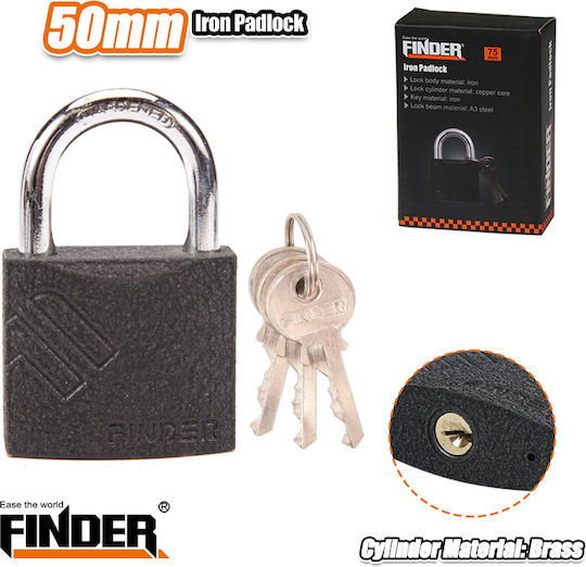 Finder Vorhängeschloss aus Messing mit Bügel und Schlüssel 50 mm