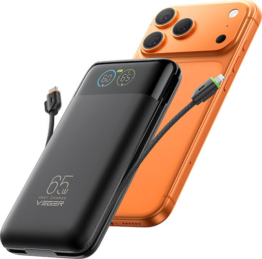 Veger W3019S Baterie Externă 27000mAh 65W cu Port USB-A și 2 Porturi USB-C Power Delivery Neagră