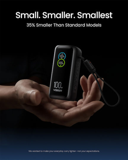 Veger W2099 Powerbank 20000 mAh 100 W mit USB-A-Anschluss und 2 USB-C-Anschlüssen, Power Delivery, Schwarz