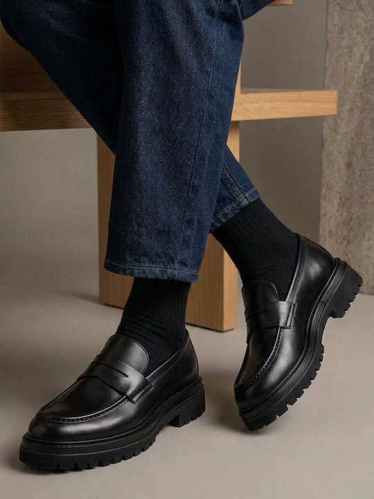 Leather Men's Moccasins in Black