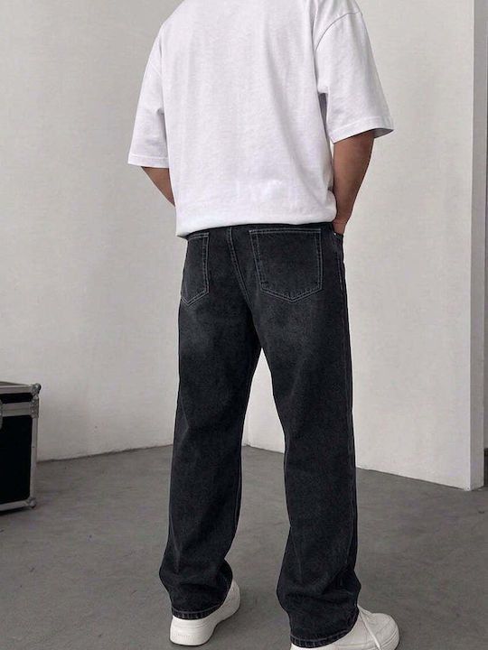 Мъжки дънки със свободна baggy кройка, черни, избелени