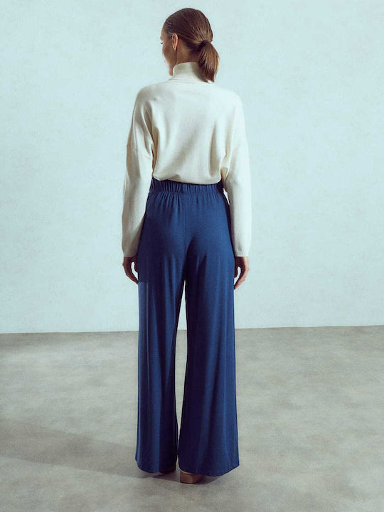 Women's Pantaloons Solid Loose Fit Dark Blue