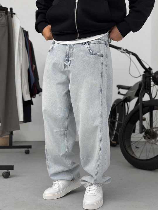 Мъжки дънков панталон, еластичен, Loose Baggy Fit, светлосин