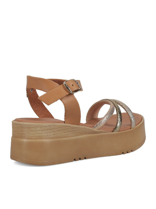 Sommerliche Damen-Plateausandalen in Tabakbraun