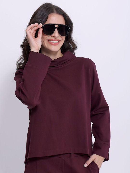 Women's Burgundy Turtleneck Blouse
