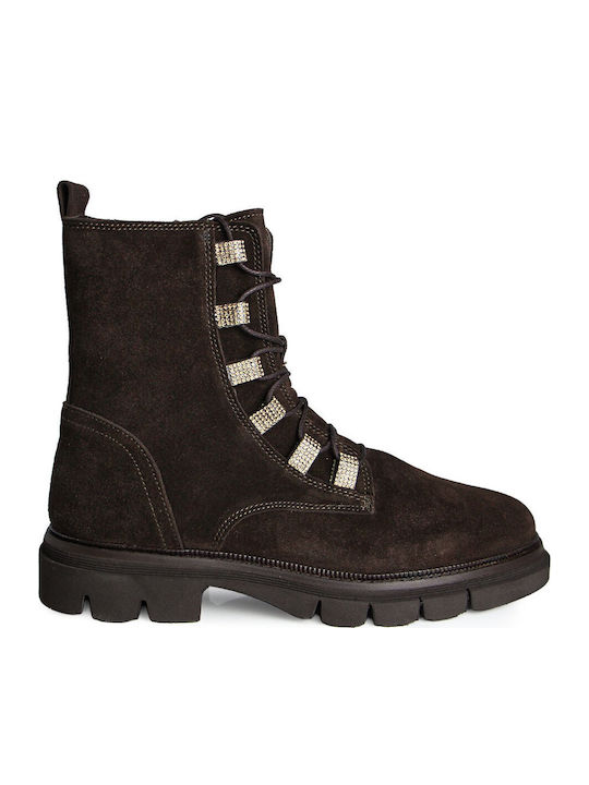 Leather Women's Ankle Boots Brown