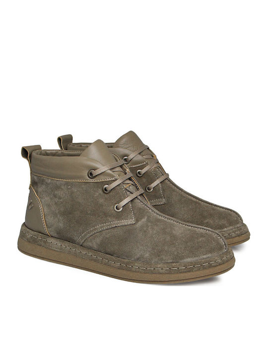Leather Women's Ankle Boots Beige Suede