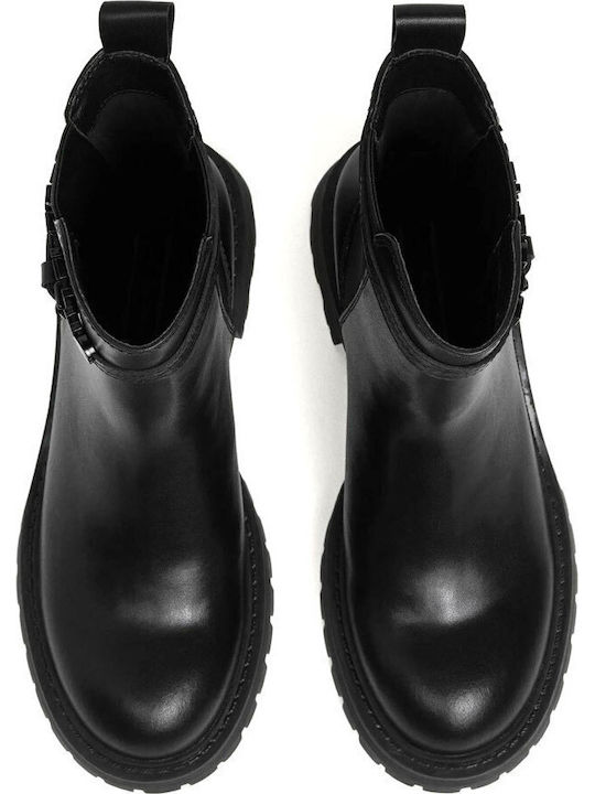 Lederstiefeletten für Damen Schwarz