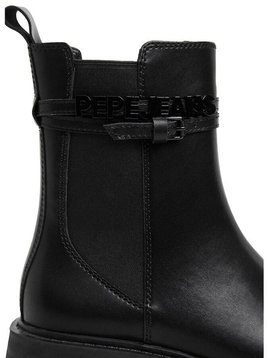Lederstiefeletten für Damen Schwarz