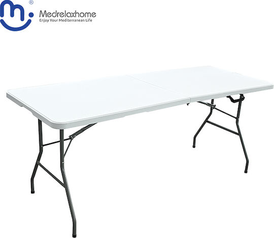 Medrelaxhome Τραπέζι Ατσάλινο για Camping Πτυσσόμενο 180x74x74cm Λευκό