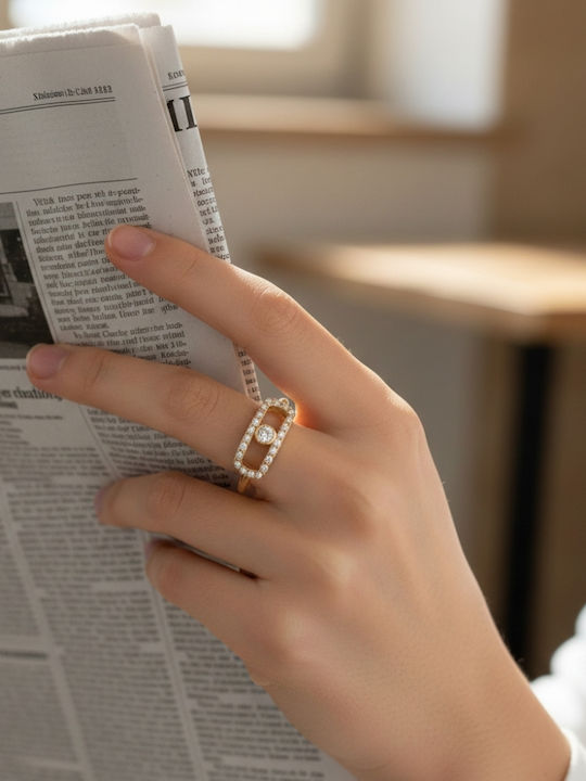 Damen Ring mit Zirkonia aus Gold 9K