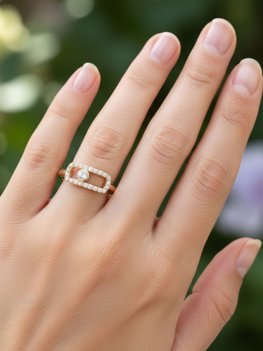 Damen Ring mit Zirkonia aus Gold 9K