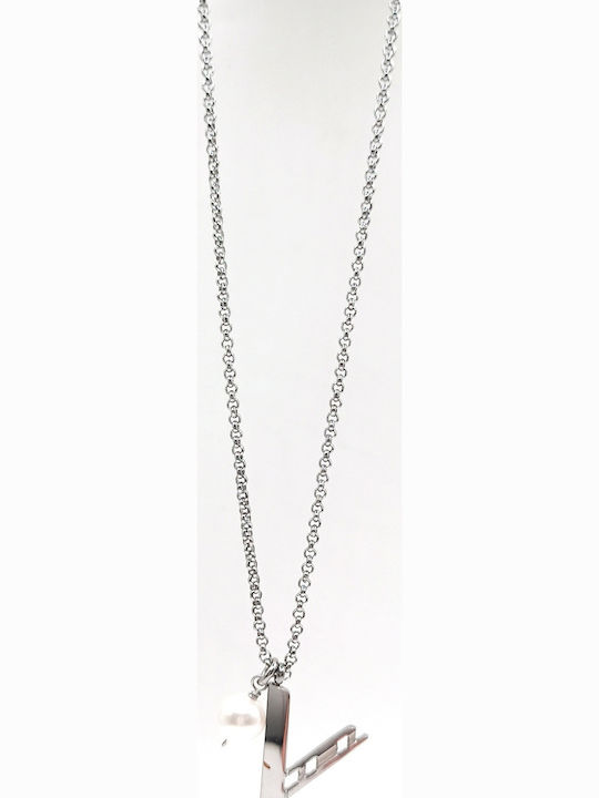 Loisir Necklace Monogram "B" from Steel with Pearls