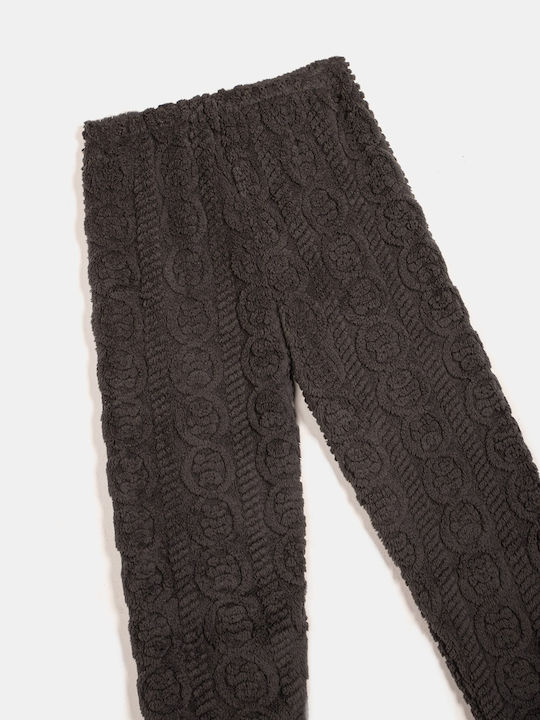 Pajama Set Soft Fleece Fabric Grey Size M Graphite