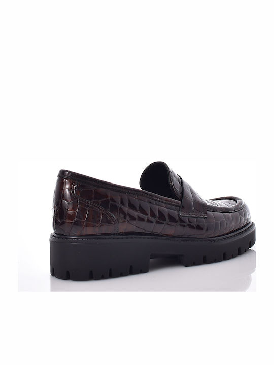 Damen-Loafers aus Leder in Braun