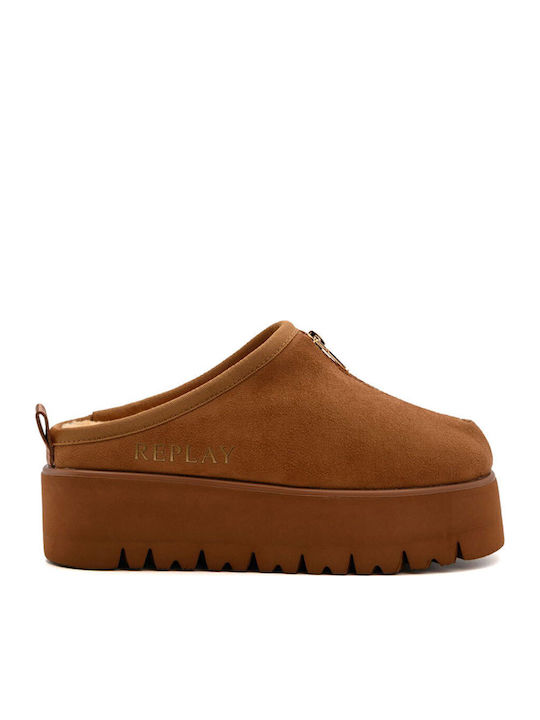 Clogs Women's Slippers with Brown Fur