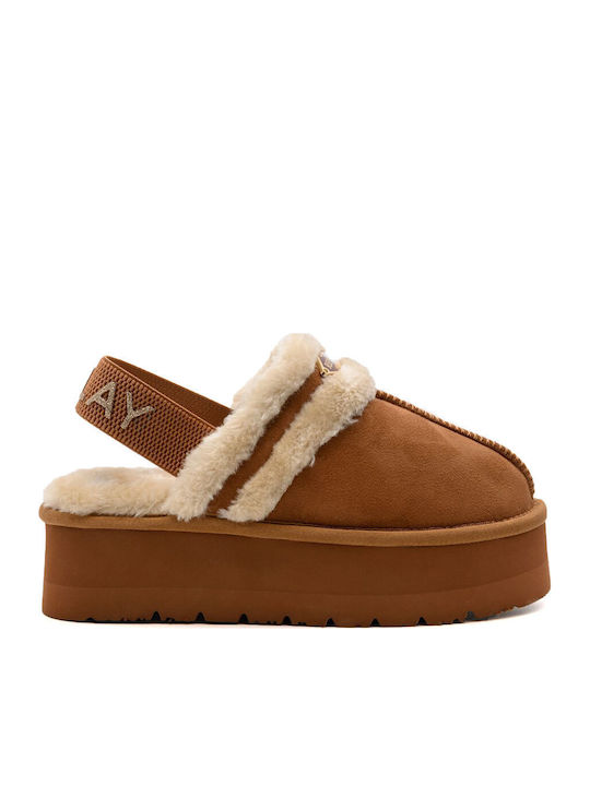 Women's Clogs Slippers with Brown Fur