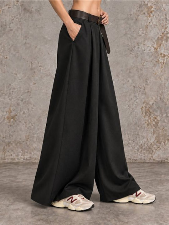 Damen-Palazzo-Hose Schwarz
