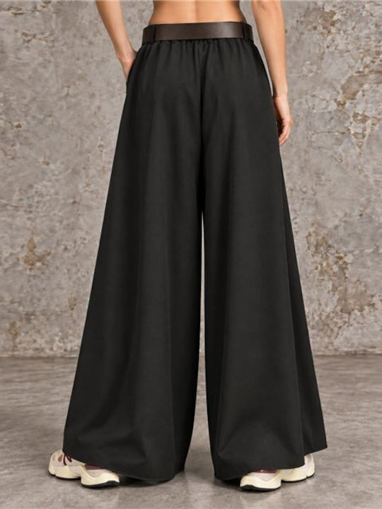 Damen-Palazzo-Hose Schwarz