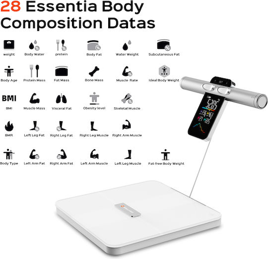 Smarte Waage 180 kg mit Körperfettmessung & Bluetooth Weiß FI2419LB1