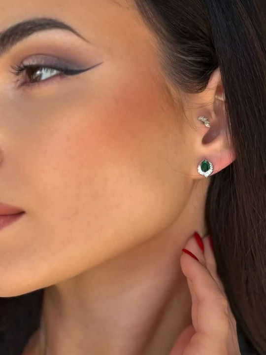 Lysea Women's Earrings 925 Silver Silver Emerald Zircon