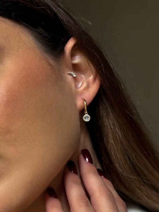 Lysea Women's Hoop Earrings 925 Silver Gold Plated with White Zirconias