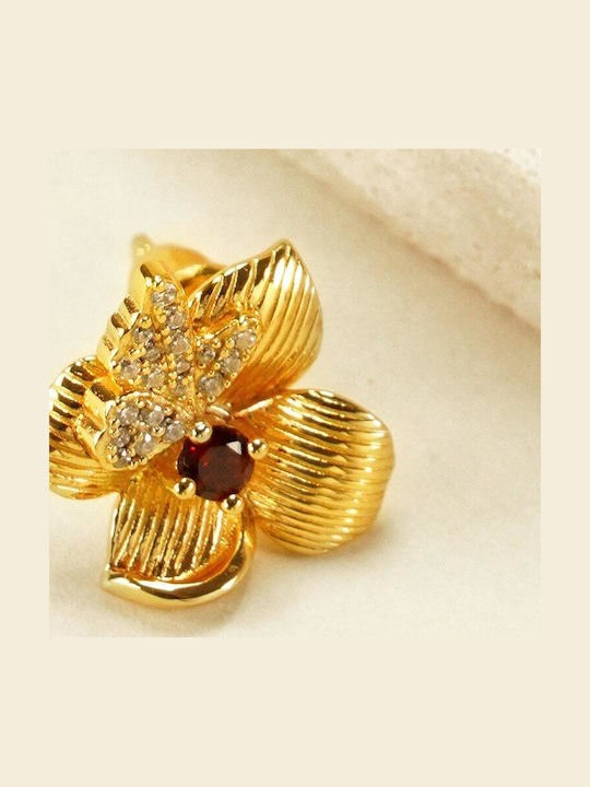 Lysea Σκουλαρίκια Γυναικεία Luxora Garnet Blossom Ασήμι 925 Χρυσά