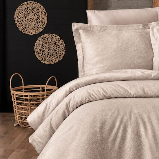 First Choice Neva Комплект Плик за Завивка Памучен 200x220 см Двоен с 4 Калъфки за Възглавници & 1 Чаршаф Champagne