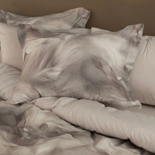 First Choice Ruska Комплект Плик За Завивка Памук Сатен 200x220 см Двоен С 4 Калъфки За Възглавници & 1 Чаршаф Бежов
