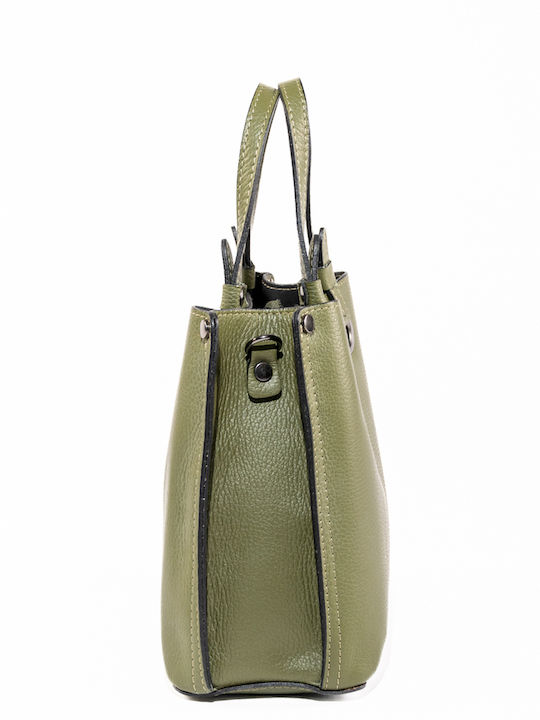 Damen Tote Bag aus Leder in Olivgrün