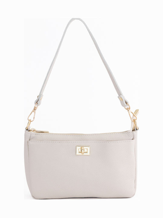 Damen-Schultertasche aus Leder Light Green