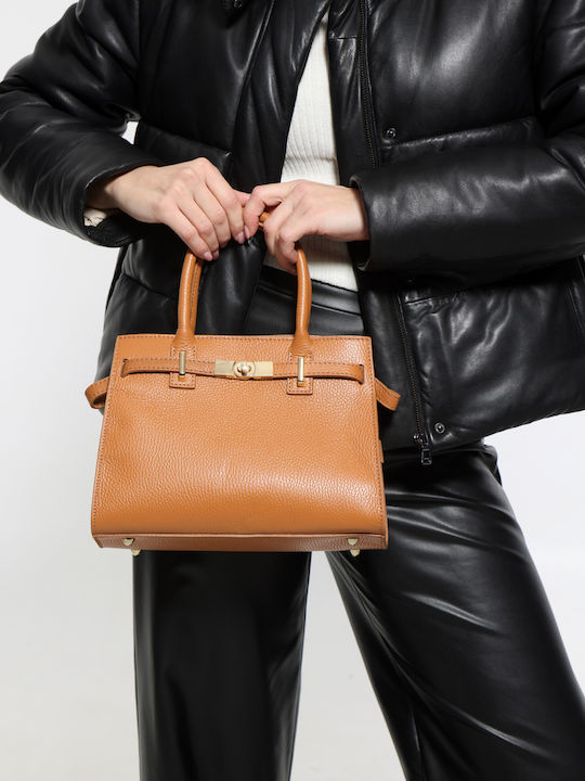 Leather Women's Satchel Bag Beige