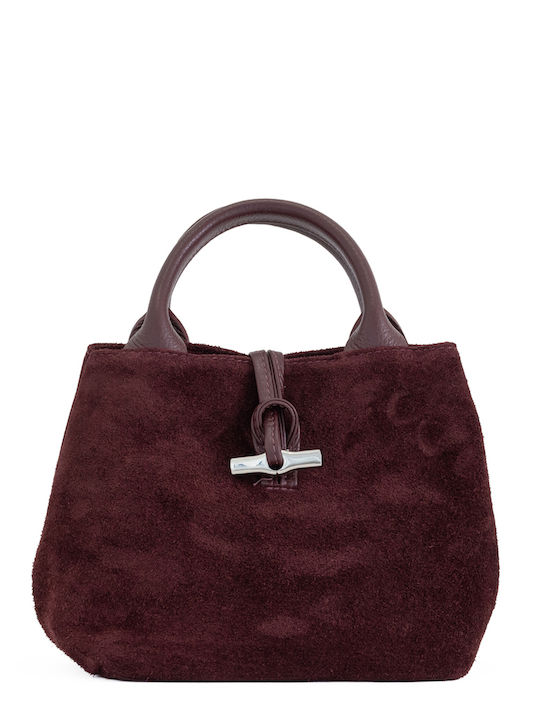 Burgunderrote Damen-Schultertasche aus Leder