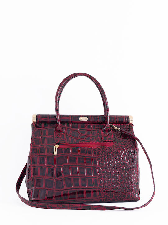 Burgunderrote Damen-Schultertasche aus Leder