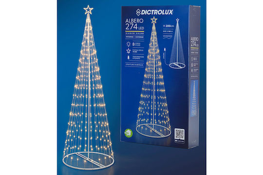 Illuminated Christmas Decorative Metal Tree 200cm Mains Powered White 274 Pieces