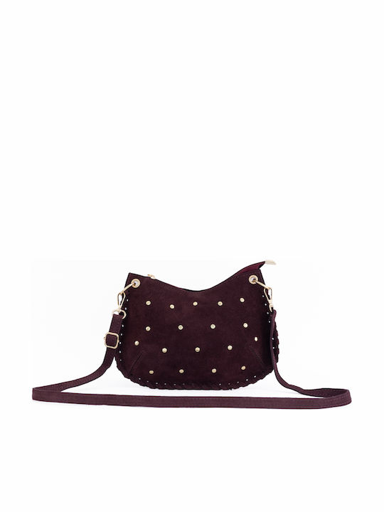 Burgunderrote Damen-Schultertasche aus Leder