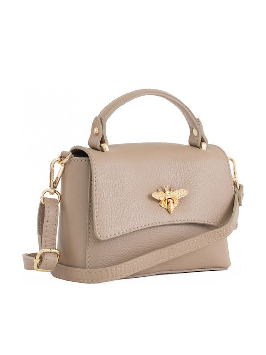Orangefarbene Damen-Schultertasche aus Leder
