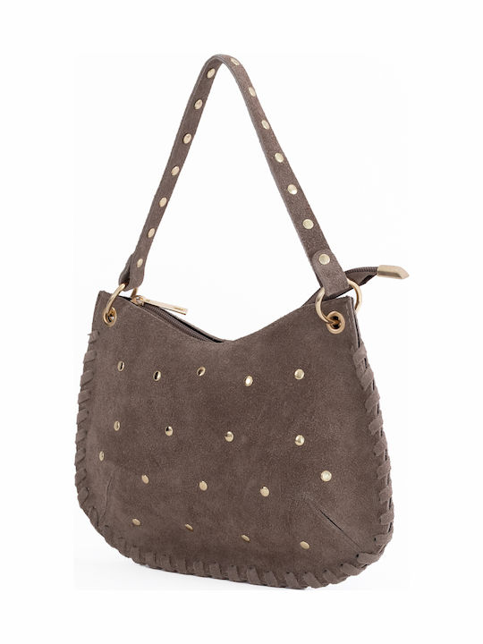 Burgunderrote Damen-Schultertasche aus Leder