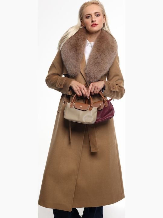 Burgunderrote Damen-Schultertasche aus Leder