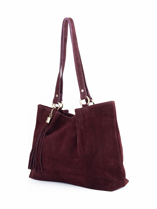 Burgunderrote Damen-Schultertasche aus Leder