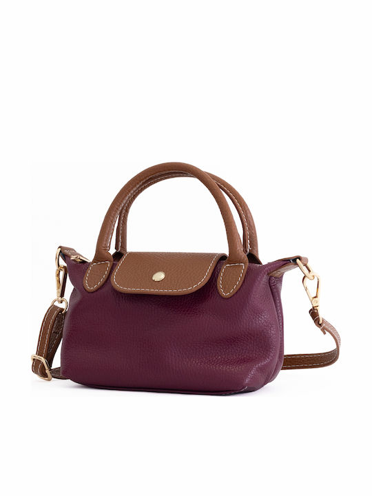Burgunderrote Damen-Schultertasche aus Leder