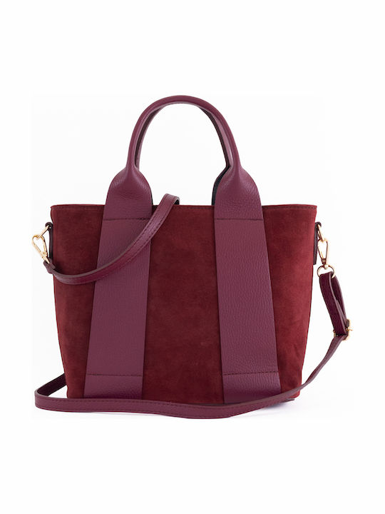 Bordeauxfarbene Damen-Schultertasche aus Leder