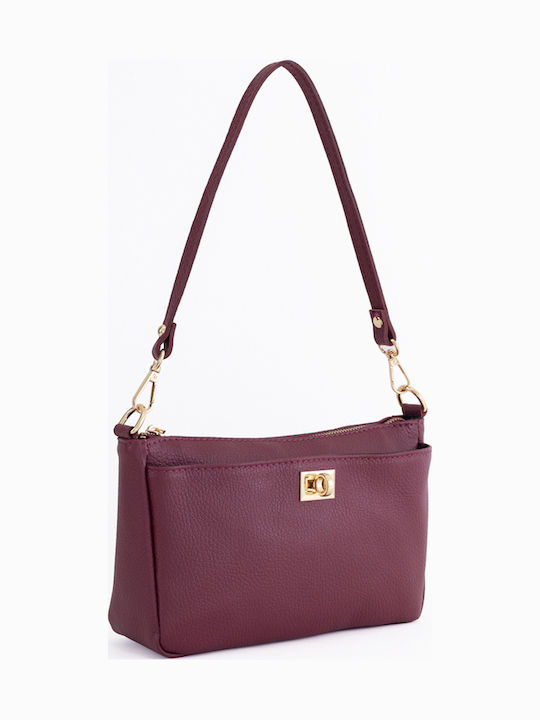 Burgunderrote Damen-Schultertasche aus Leder