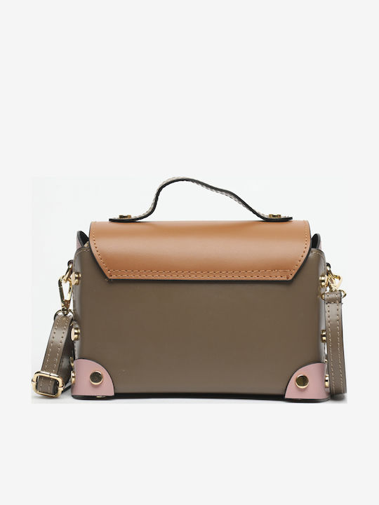 Bordeaux-/Braune Damen-Schultertasche aus Leder
