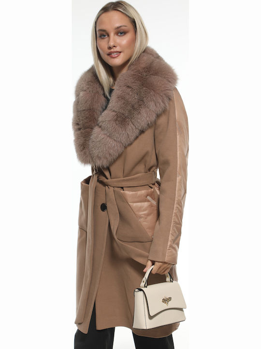 Damen-Flap-Tasche aus Leder Rosa