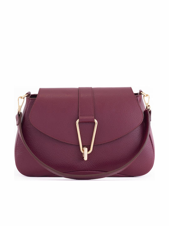 Burgunderrote Damen-Schultertasche aus Leder