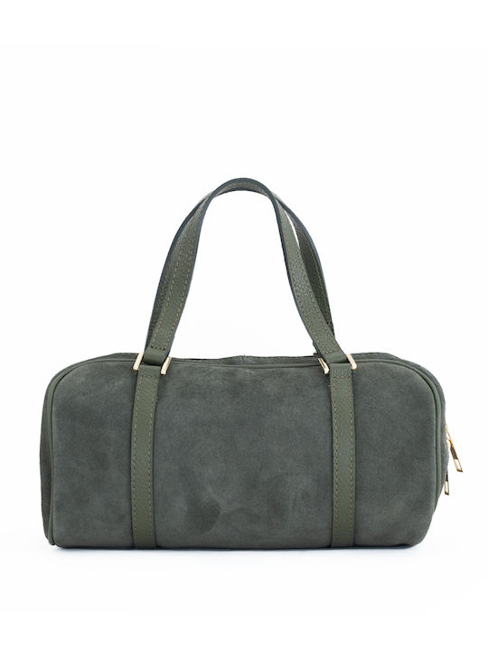 Olivgrüne Damen-Schultertasche aus Leder