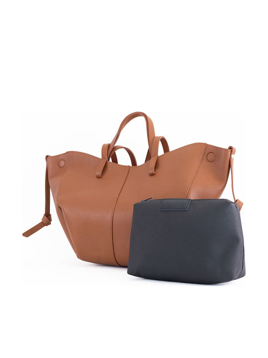 Set aus Burgunderroter Damen-Ledertasche für Hand und Schulter