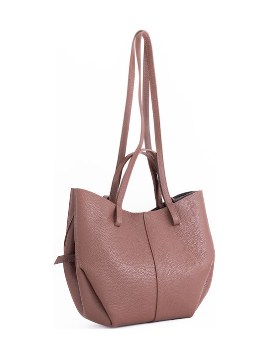 Set aus Burgunderroter Damen-Ledertasche für Hand und Schulter